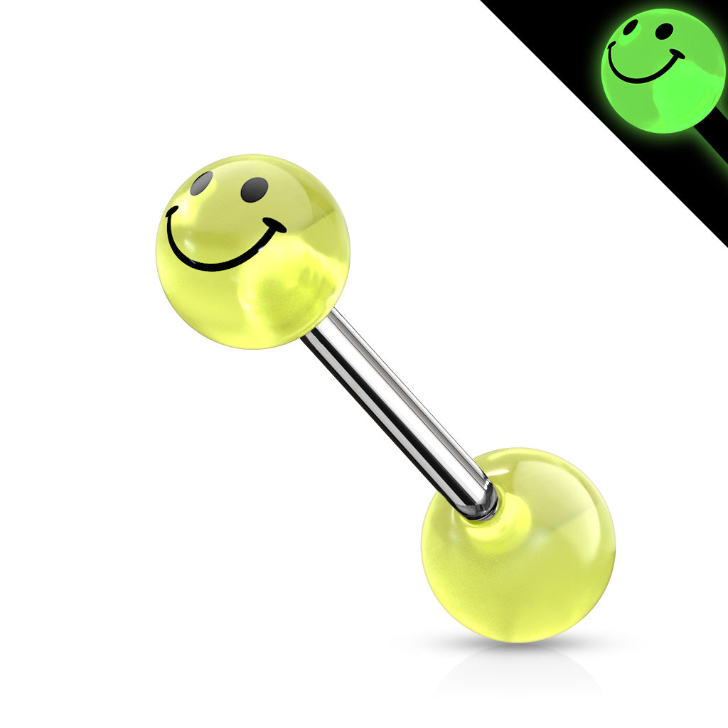 Smile Printed Glow In The Dark Tongue Barbell